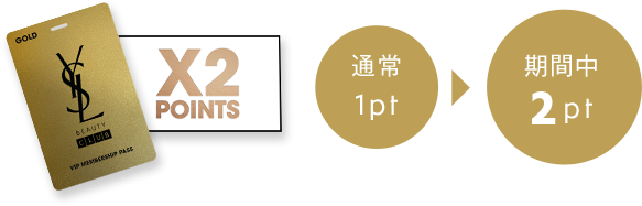 【X2 POINTS】通常:1pt→期間中:3pt