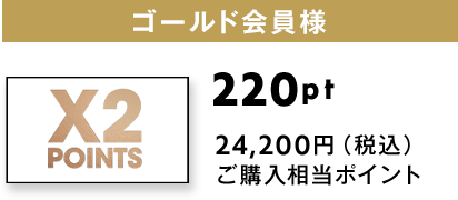 ゴールド会員様(X2 POINTS)：220pt獲得 24,200円（税込） ご購入相当ポイント