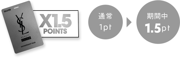 【X1.5 POINTS】通常:1pt→期間中:1.5pt